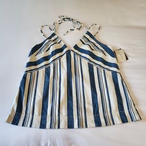 Universal Thread Striped Denim Tank Top Adjustable Straps L Nautical Preppy